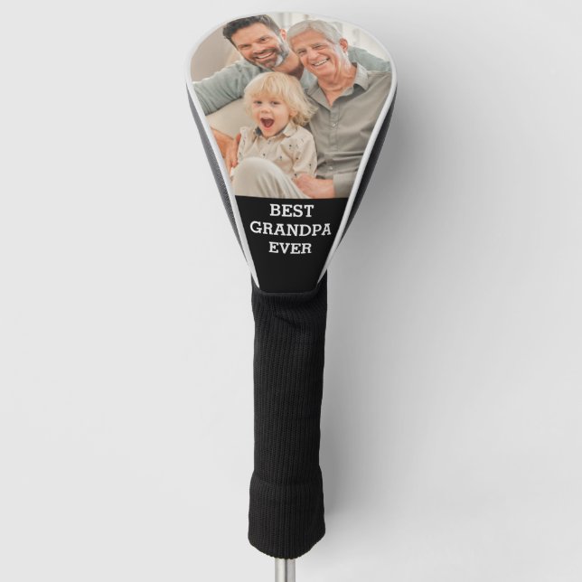 Best Grandpa Ever Golfer Photo Create Your Own Golf Head Cover (Front)