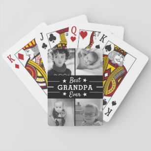 Best Grandpa Ever   Grandchildren Photo Collage Playing Cards