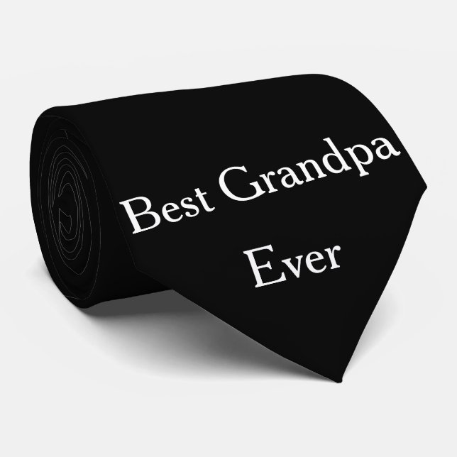 Best Grandpa Ever Grandfather Black And White Cool Tie (Rolled)