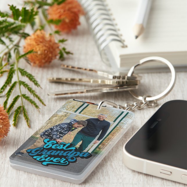 Best Grandpa Ever | Grandfather Photo Keychain (Front Right)