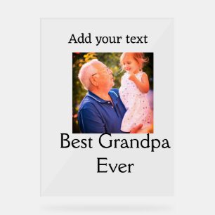 Best Grandpa ever grandfather photo name gifts tex Acrylic Sign