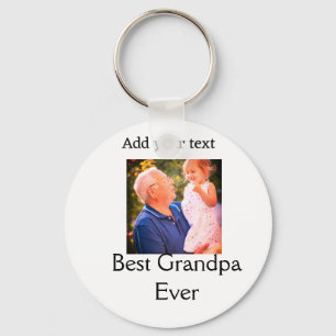 Best Grandpa ever grandfather photo name gifts tex Keychain
