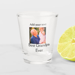 Best Grandpa ever grandfather photo name gifts tex Shot Glass