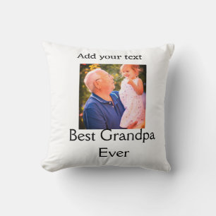 Best Grandpa ever grandfather photo name gifts tex Throw Pillow