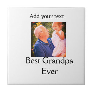 Best Grandpa ever grandfather photo name gifts tex Tile