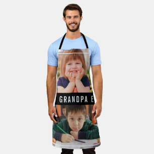 Best Grandpa Ever Grandkids 2 Photo Collage Black Apron