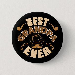 Best Grandpa Ever - Hat and Pipe Illustration 2 Inch Round Button