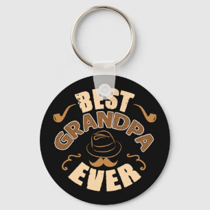 Best Grandpa Ever - Hat and Pipe Illustration Keychain