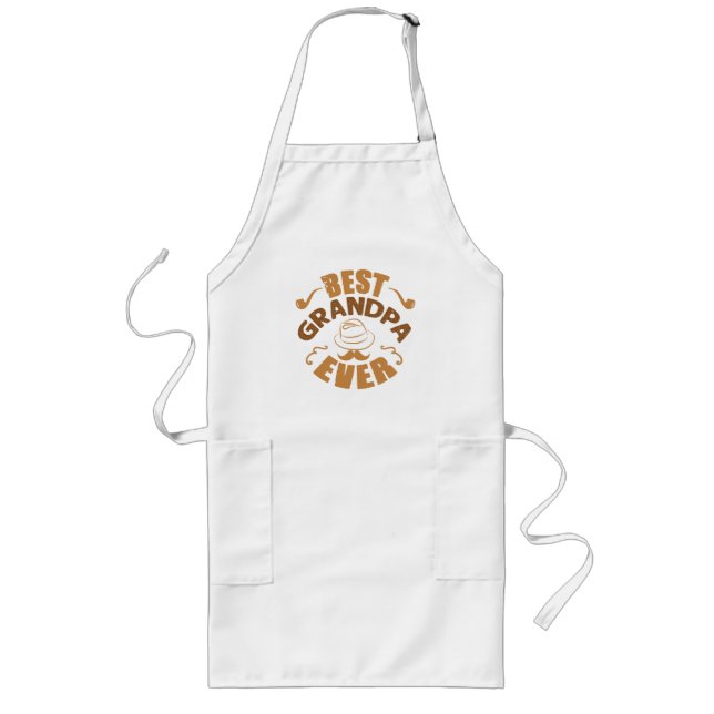 Best Grandpa Ever - Hat and Pipe Illustration Long Apron (Front)