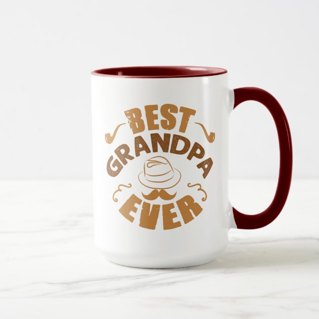 Best Grandpa Ever - Hat and Pipe Illustration Mug (Right)