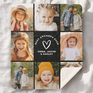 Best Grandpa Ever Instagram Photo Collage Sherpa Blanket