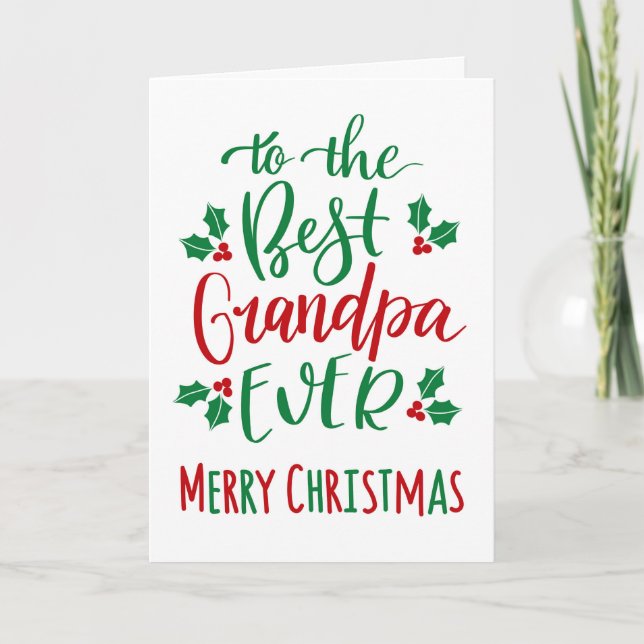 Best Grandpa Ever Merry Christmas Typography Card (Front)