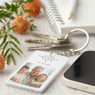 Best Grandpa Ever Minimalist Photo  Keychain