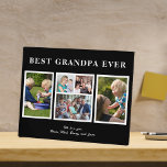 Best grandpa ever modern black and white collage plaque<br><div class="desc">Modern contemporary Happy Father's Day BEST GRANDPA EVER five family photo collage personalized keepsake simple black and white plaque with a bold typography script template. Create your own with 5 custom family pictures and your text! You can change the colours of text and background. It can be a cute gift...</div>
