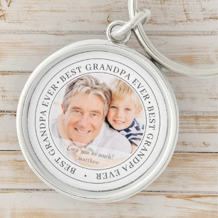 Best Grandpa Ever Modern Classic Photo Keychain