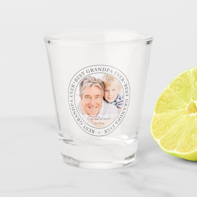 Best Grandpa Ever Modern Classic Photo Shot Glass (Front)