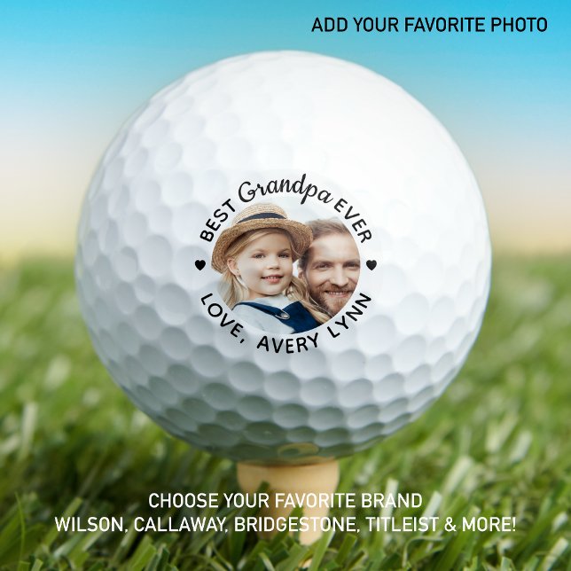 Best Grandpa Ever Modern Personalized Photo  Golf Balls (Creator Uploaded)