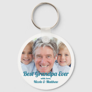 Best Grandpa Ever Modern Photo Keepsake Keychain