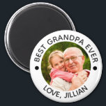 BEST GRANDPA EVER Modern Photo Personalized Magnet<br><div class="desc">Create a personalized magnet for grandfather with the suggested editable title BEST GRANDPA EVER. PHOTO TIP: For fastest/best results, choose a photo with the subject in the middle and/or pre-crop it to a square shape BEFORE uploading. Contact the designer via Zazzle Chat or makeitaboutyoustore@gmail.com if you'd like this design modified...</div>