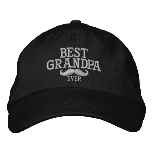 Best Grandpa Ever Moustache Embroidery Embroidered Hat (Front)