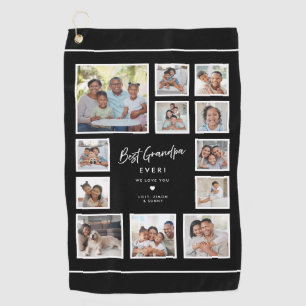 Best Grandpa Ever Multi 12 Photo Collage Grid Golf Towel