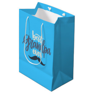 Best Grandpa Ever Mustache Blue Gift Bag