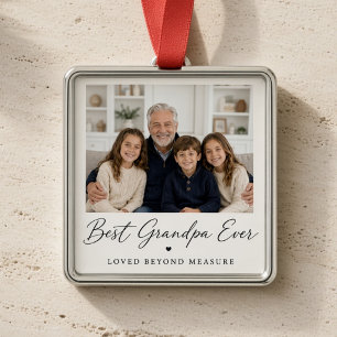 Best Grandpa Ever Personalized Grandchildren Photo Metal Ornament