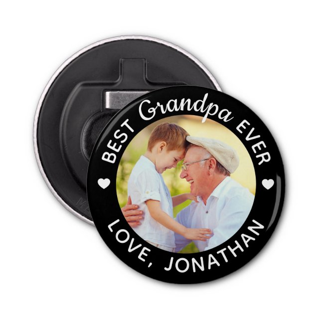 Best Grandpa Ever Personalized Name Custom Photo Bottle Opener (Front)