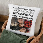 Best Grandpa Ever Personalized Newspaper Headline  Throw Pillow<br><div class="desc">Make Grandpa feel like front-page news with this personalized newspaper-style throw pillow! Featuring a custom name and photo, this unique design shouts “Best Grandpa Ever – Voted #1 by His Favourite People!” in classic headline style. A heartfelt and humourous addition to any living room, this pillow is a perfect gift...</div>