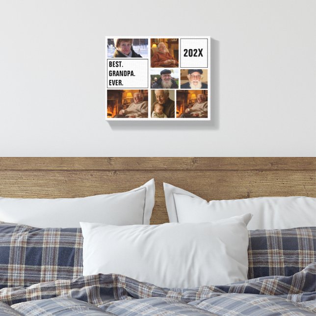 Best Grandpa Ever Photo Collage and Custom Text Canvas Print (Insitu(Bedroom))