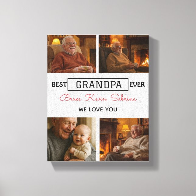 Best Grandpa Ever Photo Collage Canvas Print (Front)