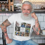 Best grandpa ever photo collage custom text white T-Shirt<br><div class="desc">Show your grandpa how much you love him with this photo collage customizable tshirt. Personalize the texts and date to make it your own.</div>