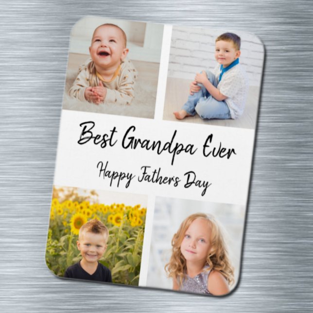 Best Grandpa Ever Photo Collage Father's Day Magnet (Creator Uploaded)