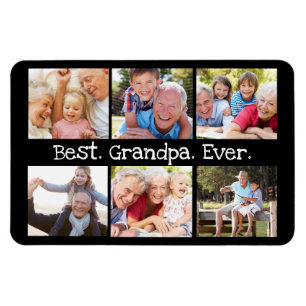 Best Grandpa Ever Photo Collage in Black Modern Magnet
