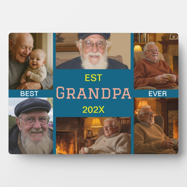 Best Grandpa Ever Photo Collage Plaque (Front)