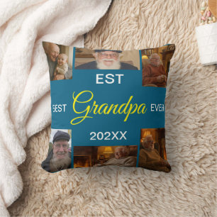 Best Grandpa Ever Photo Collage Throw Pillow