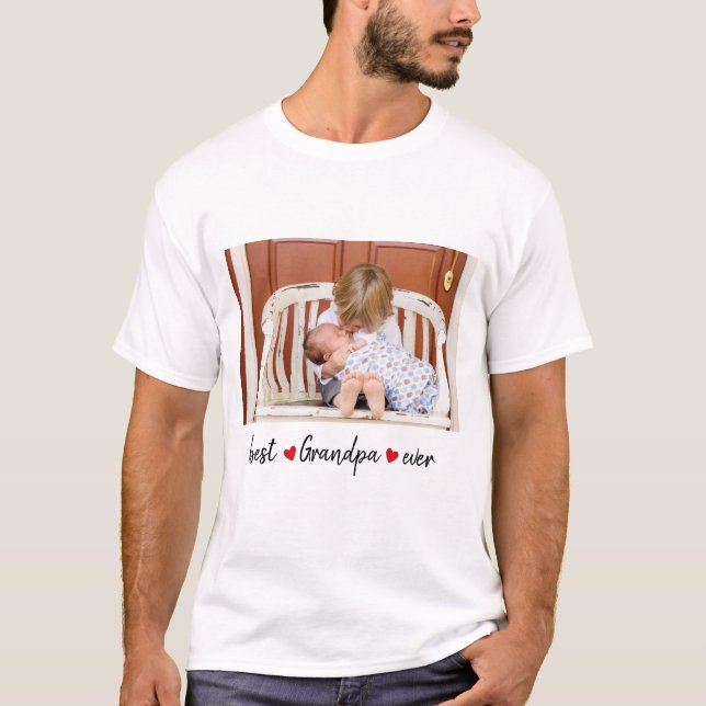 Best Grandpa Ever Photo Custom T-Shirt (Front)