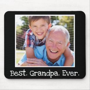 Best Grandpa Ever Photo Personalized Black Mouse Pad