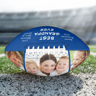 Best Grandpa Ever Photo Personalized Blue Football