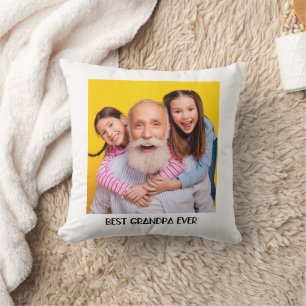 Best Grandpa Ever Photo Simple Grandfather Throw Pillow