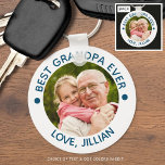 BEST GRANDPA EVER Photo Teal Blue Personalized Keychain<br><div class="desc">Create a personalized keychain with the suggested editable title BEST GRANDPA EVER and your custom text beneath. Shown in editable text colour of teal blue against a white background. Makes a meaningful, memorable keepsake gift for a grandfather on Grandparents Day, Father's Day, his birthday or a holiday. PHOTO TIP: Choose...</div>