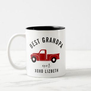 Best Grandpa Ever Red Vintage Truck  Two-Tone Coffee Mug