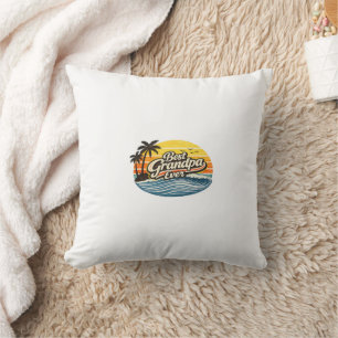 Best Grandpa Ever Retro Sunset Design Throw Pillow