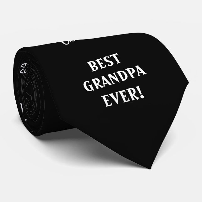 Best Grandpa Ever Typography Custom Fathers Day Ne Tie (Rolled)