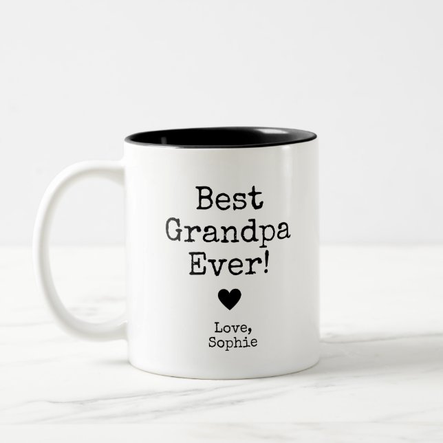 Best Grandpa Ever with Picture | Custom Text Coffe Two-Tone Coffee Mug (Left)