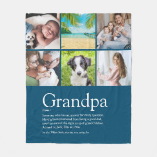 Best Grandpa, Grandad, Papa Definition 6 Photo Fleece Blanket