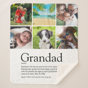 Best Grandpa, Grandad, Papa Definition 6 Photo Sherpa Blanket