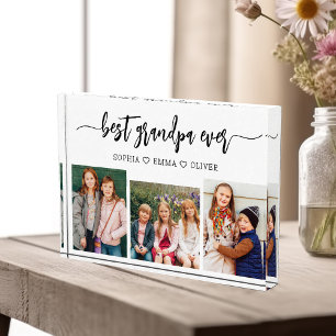 Best Grandpa Grandchildren Photo Collage Block