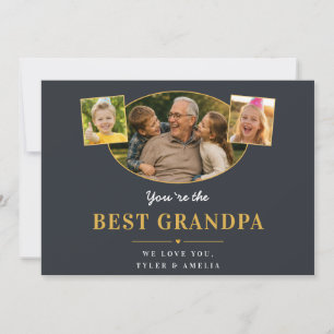 Best Grandpa Grandfather Greeting 3 Photo Holiday Card