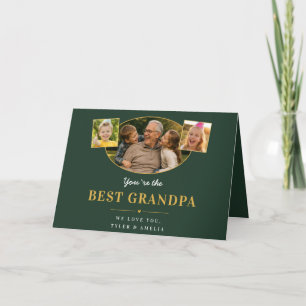Best Grandpa Grandfather Greeting 3 Photo Holiday Card